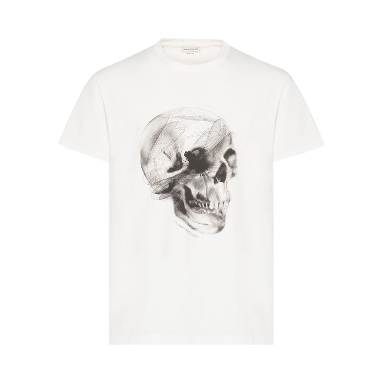 Alexander McQueen Dragonfly Skull T Shirt WhiteBlack