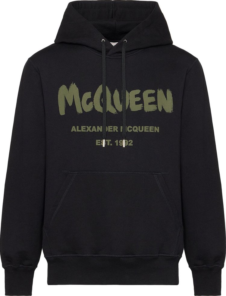 Alexander McQueen Graffiti Hooded Sweatshirt 'Black/Khaki'