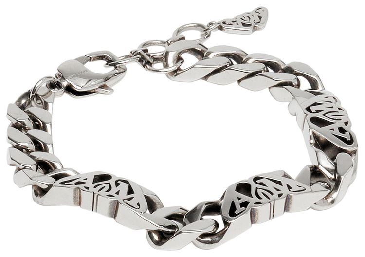 Alexander McQueen Seal Logo Chain Bracelet Antique Silver