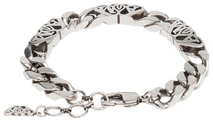 Alexander McQueen Seal Logo Chain Bracelet Antique Silver