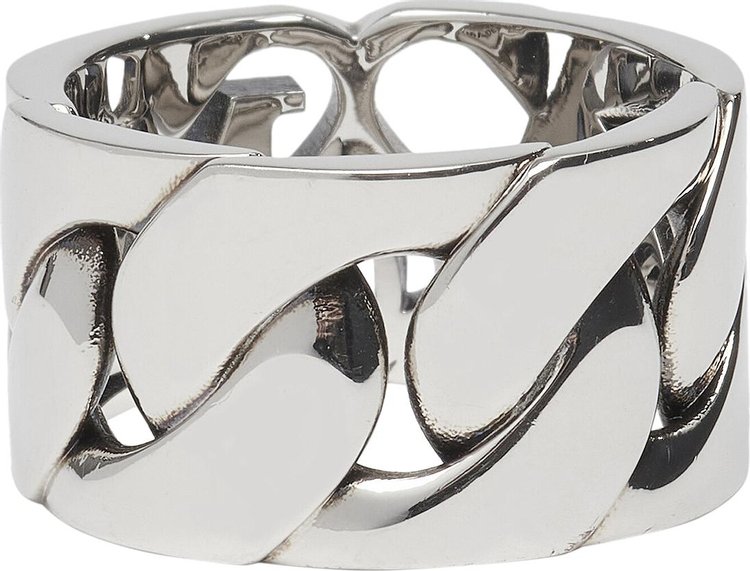 Alexander McQueen Seal Logo Chain Ring Antique Silver