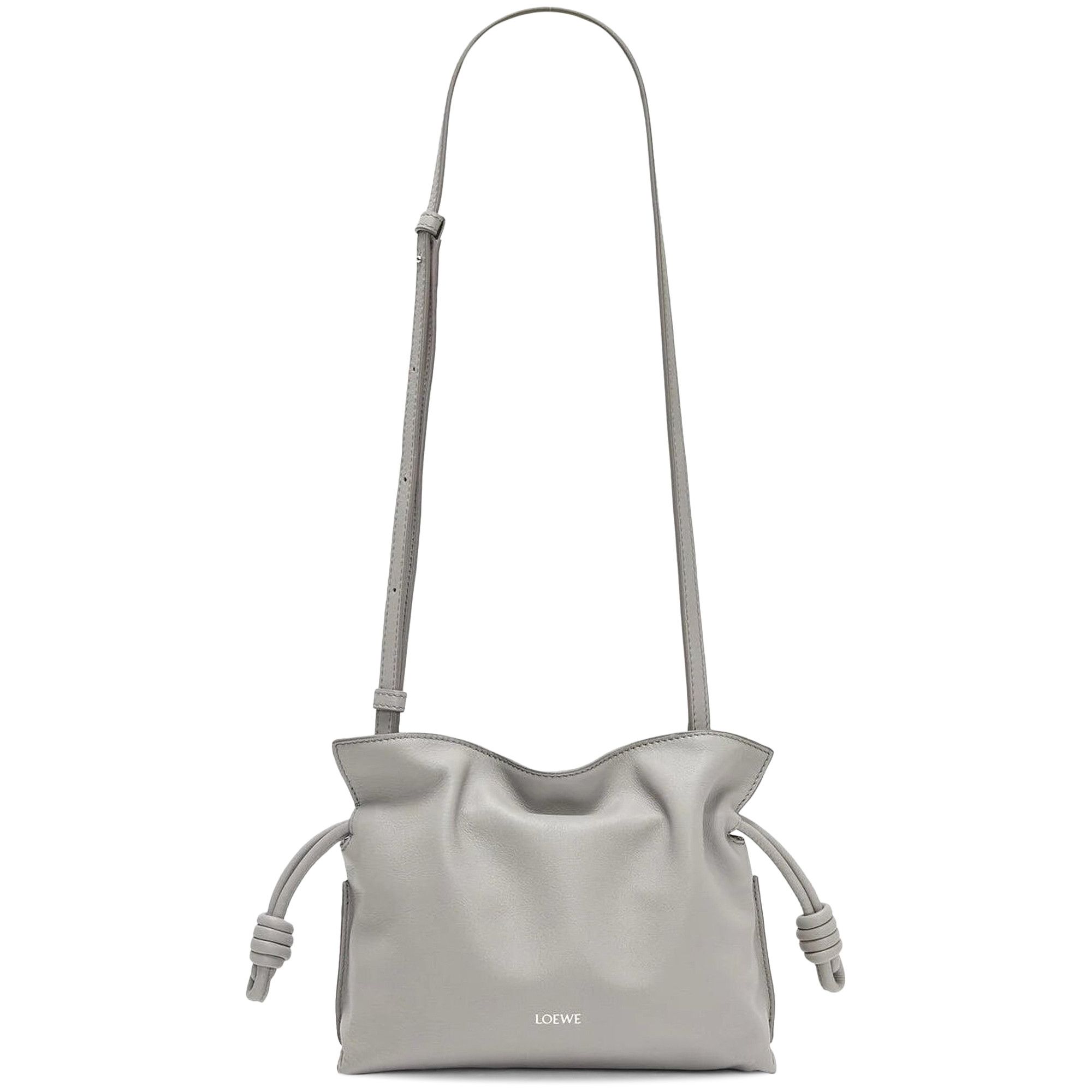 24AW new/LOEWE フラメンコメタリックレザークラッチ Bag Silver Loewe - Flamenco Shell Gray Leather Shoulder Bag