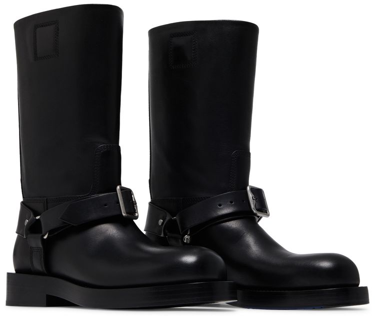 Burberry Wmns Leather Saddle Low Boot Black