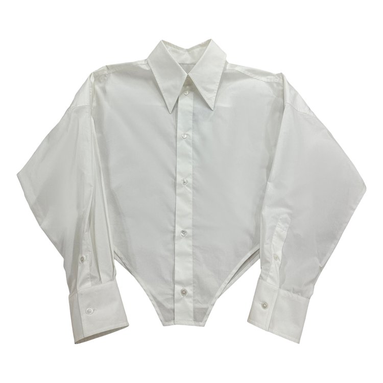 MM6 Maison Margiela Crop Long-Sleeve Shirt 'White'