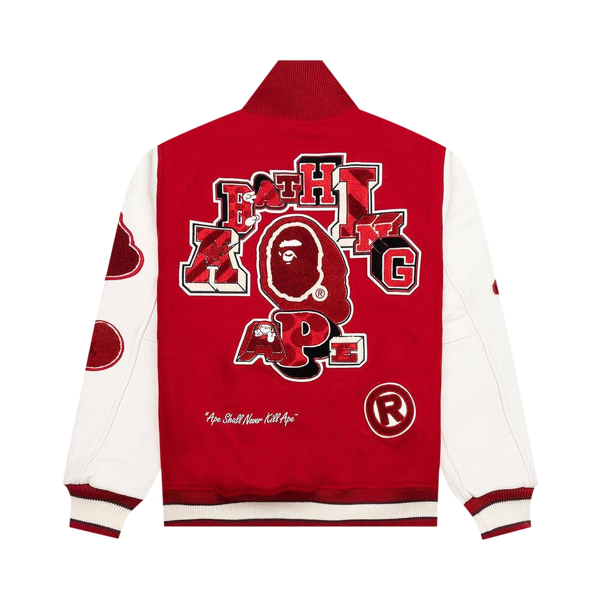 Buy BAPE Multi Motif Varsity Jacket Red 1J80 141 001 RED GOAT CA
