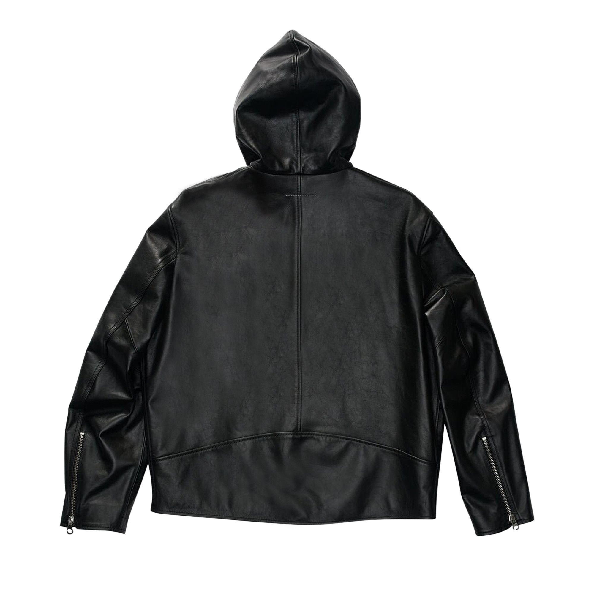 Buy MM6 Maison Margiela Hooded Leather Jacket 'Black
