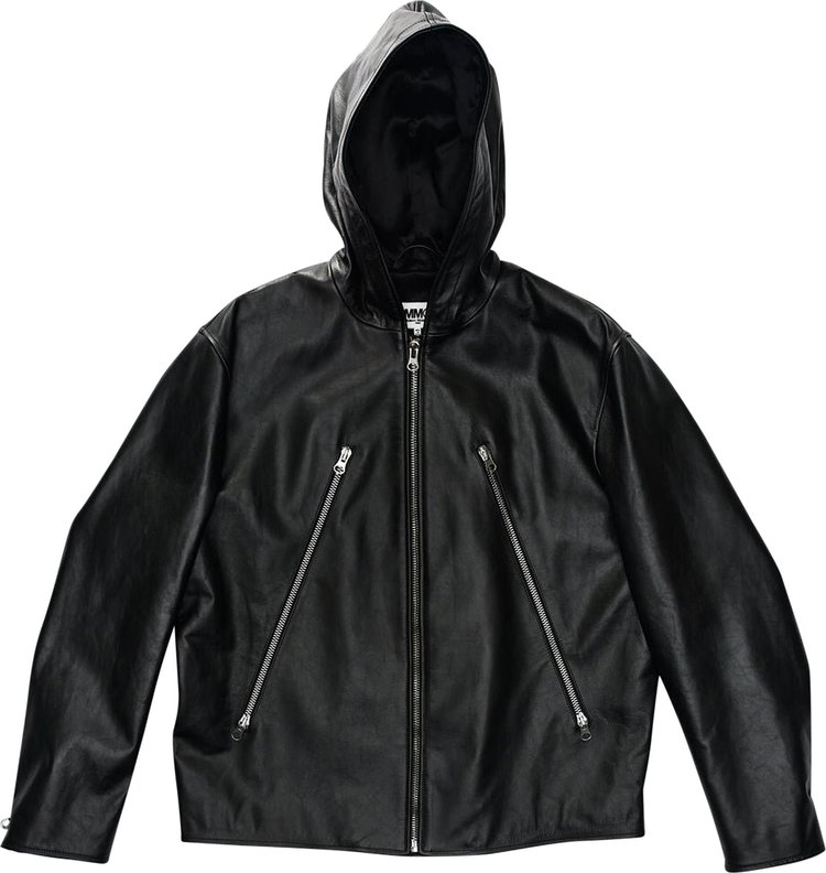MM6 Maison Margiela Hooded Leather Jacket 'Black'
