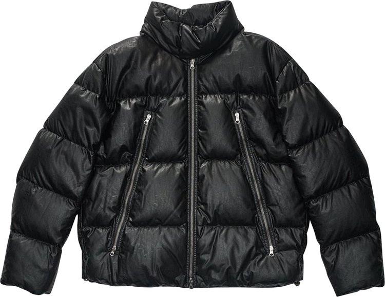 MM6 Maison Margiela Faux Leather Puffer Jacket Black