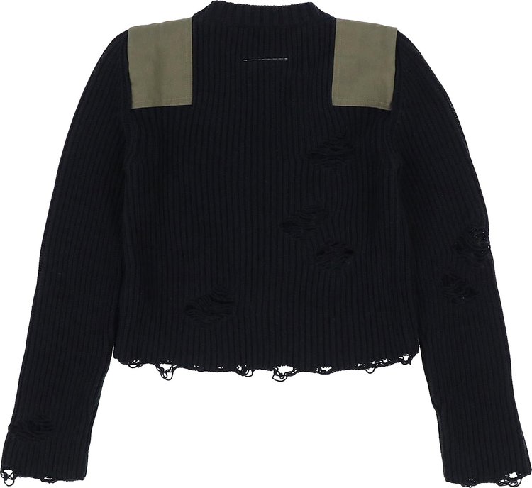 MM6 Maison Margiela Destroyed Knit With Shoulder Patches Black