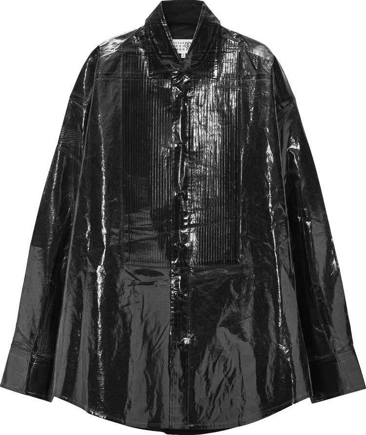 MM6 Maison Margiela Patent Effect Panelled Long-Sleeved Shirt 'Black'