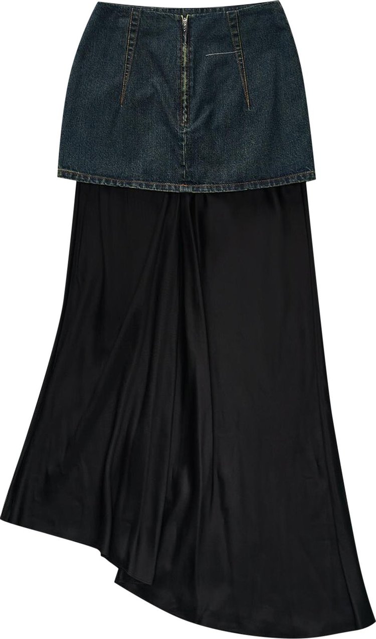 MM6 Maison Margiela Mixed Denim Long Skirt Blue