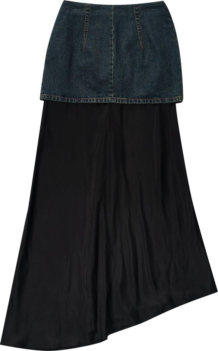 MM6 Maison Margiela Mixed Denim Long Skirt Blue