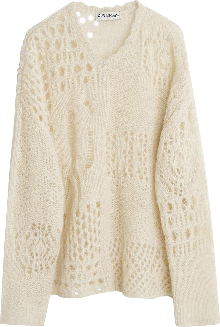 Our Legacy V Neck Crochet Sweater Beige