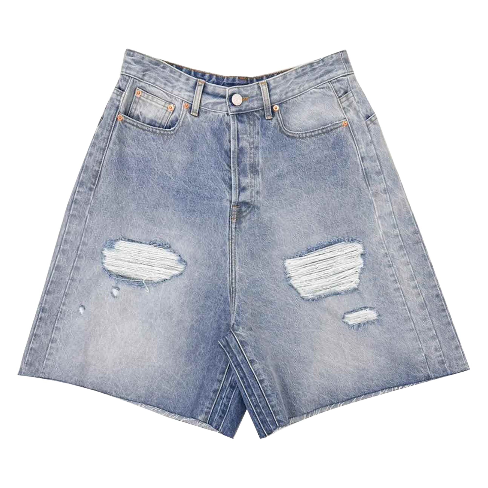 VETEMENTS Blue Destroyed Denim Shorts