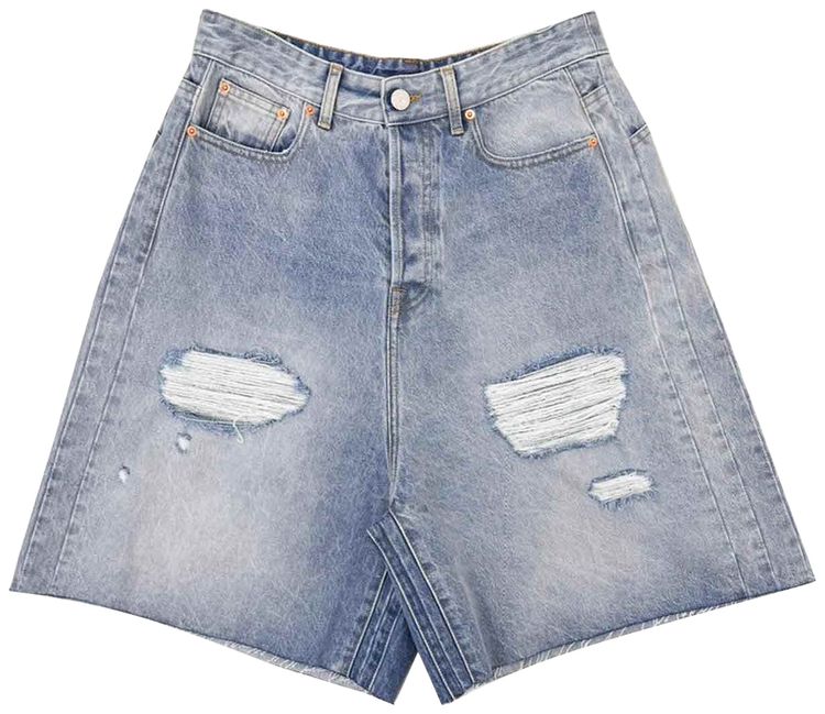 Vetements Destroyed Baggy Shorts Blue