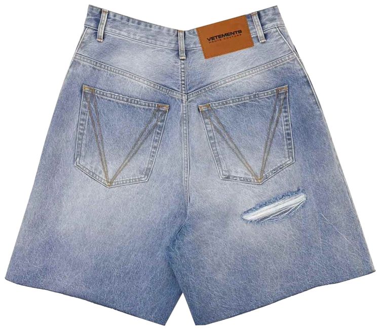 Vetements Destroyed Baggy Shorts Blue