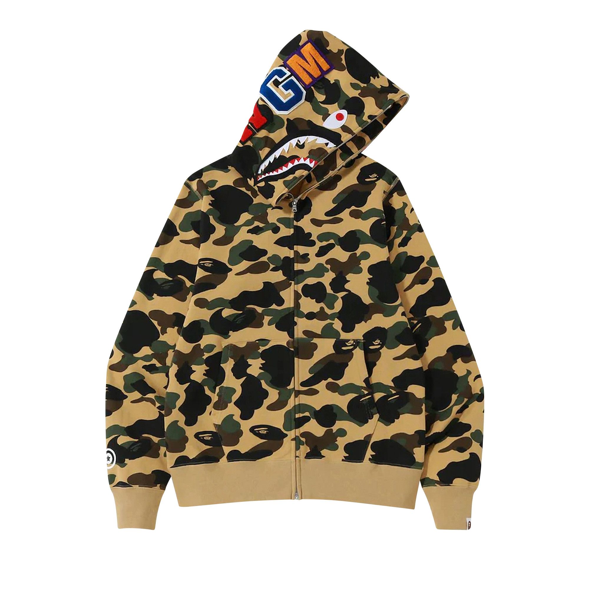 Buy BAPE 1st Camo Shark Full Zip Hoodie 'Yellow' - 1J80 115 009
