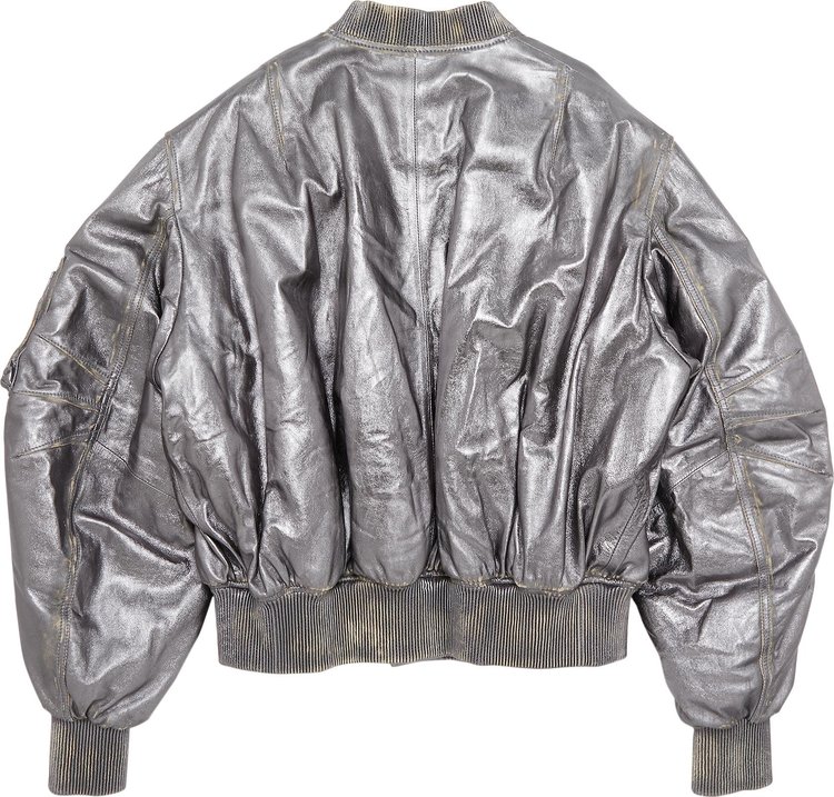 The Attico Metallic Bomber Jacket Silver