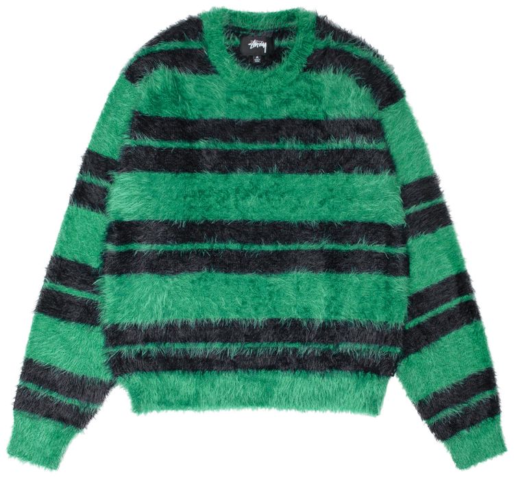 Stussy Hairy Stripe Crew Sweater BlackGreen