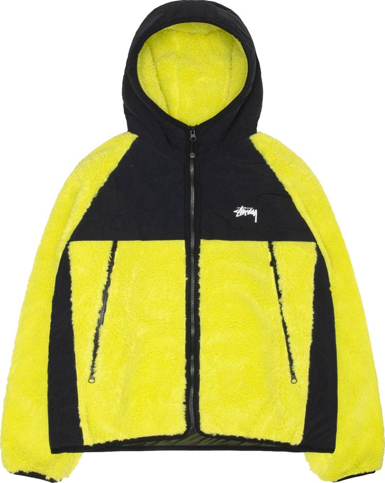Stussy Sherpa Paneled Hooded Jacket 'Lime'