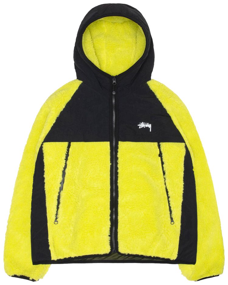 Stussy Sherpa Paneled Hooded Jacket Lime