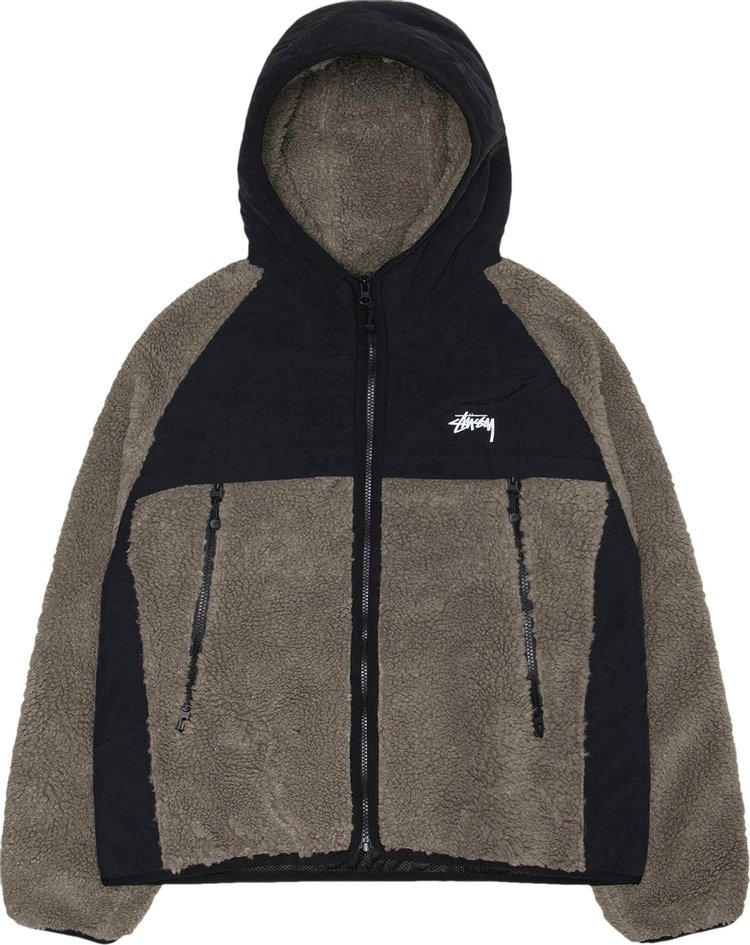 Stussy Sherpa Paneled Hooded Jacket 'Stone'