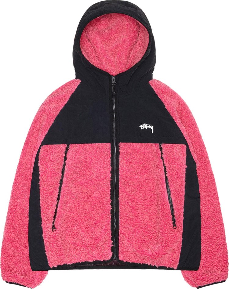 Stussy Sherpa Paneled Hooded Jacket Pink