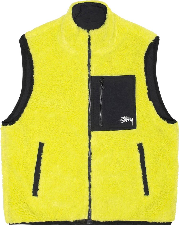 Stussy Sherpa Reversible Vest Lime