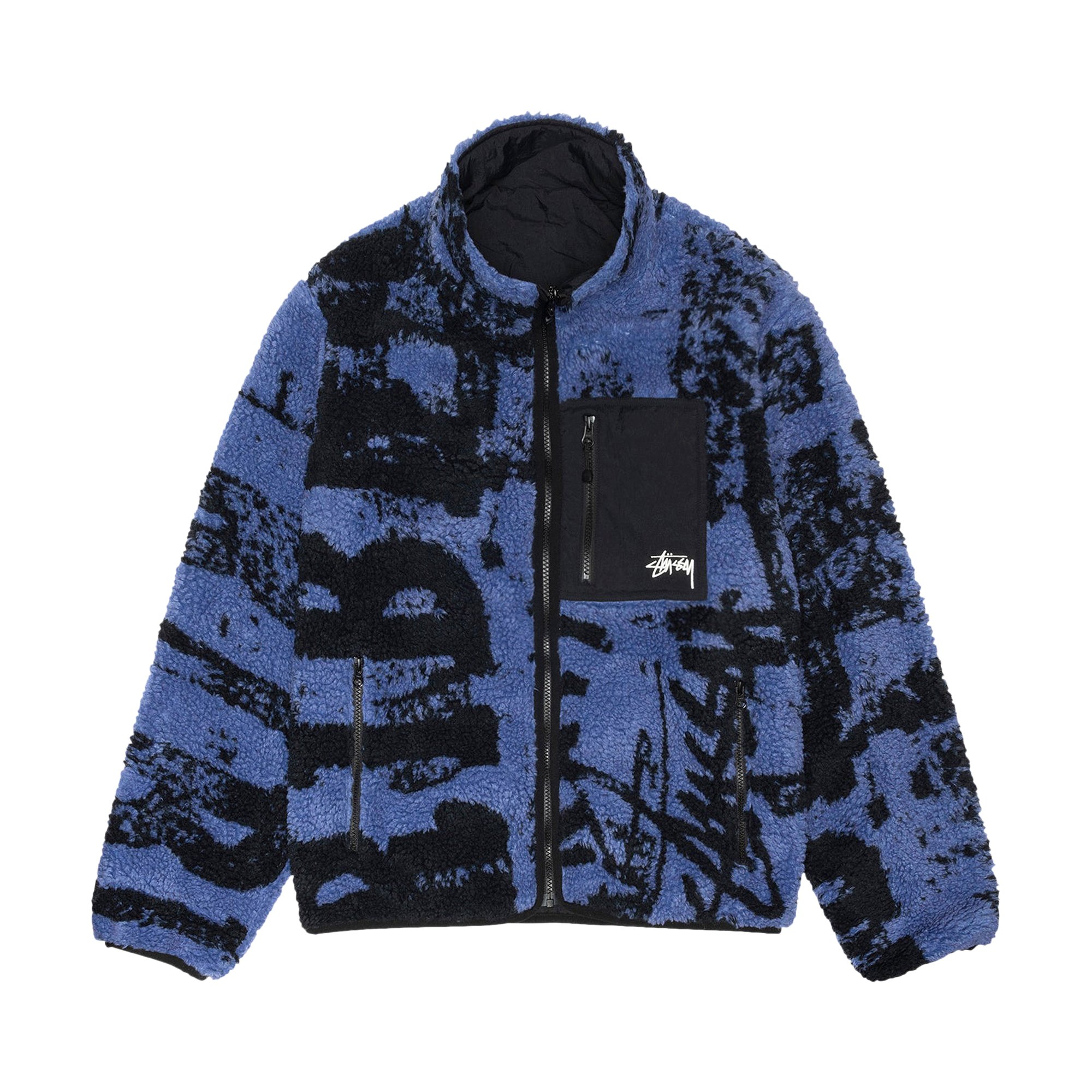 Buy Stussy Sherpa Reversible Printed Jacket 'Blue' - 118545 BLUE 