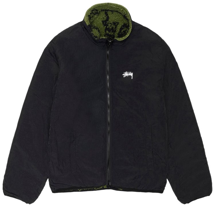 Stussy Sherpa Reversible Printed Jacket Green