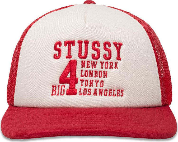 Stussy Trucker Big 4 Snapback 'Red'
