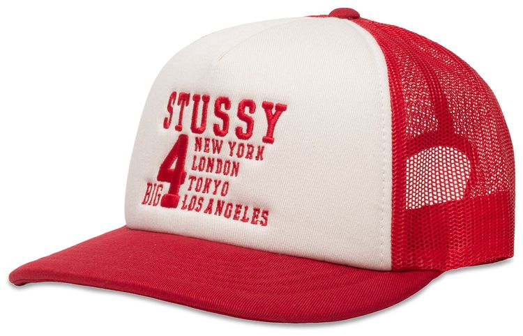 Stussy Trucker Big 4 Snapback Red