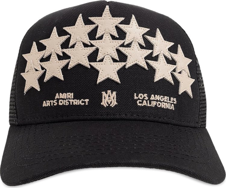 Amiri Leather Star Trucker Black