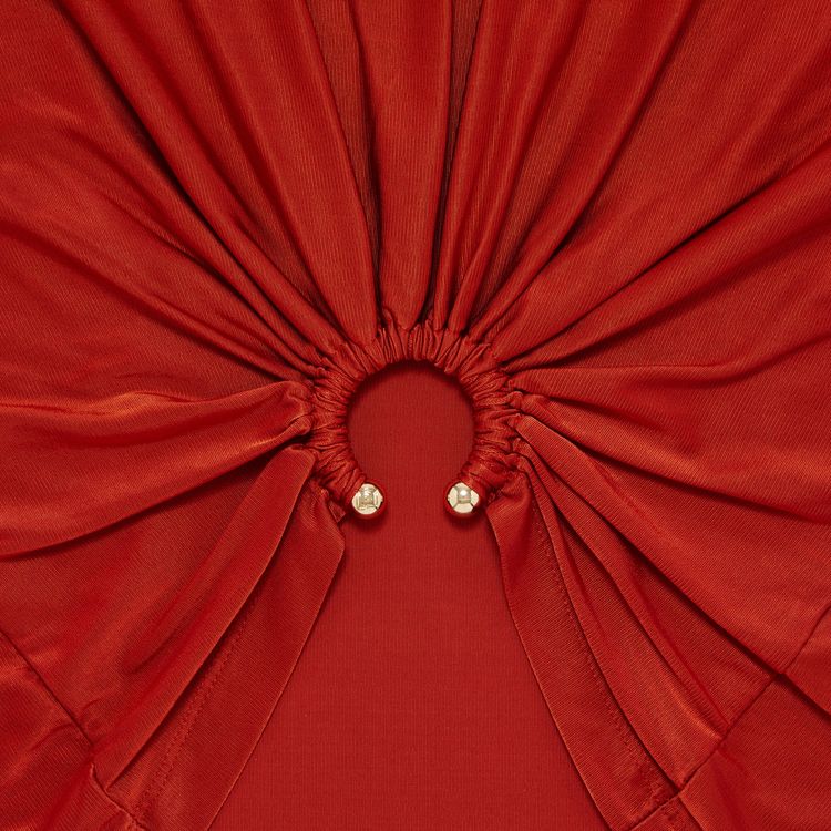 Paco Rabanne Ring Gathered Cropped Tee Paprika