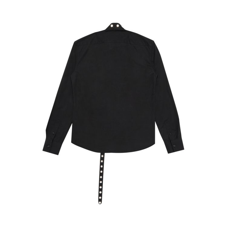 Off White Poplin Belt Eyelets Cross Shirt Black