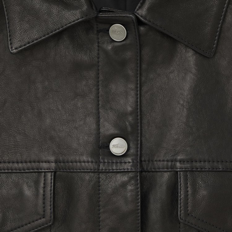 Khaite Grizzo Leather Jacket Black