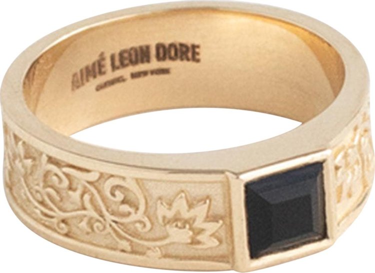 Aimé Leon Dore Onyx Floral Band Ring 'Gold'