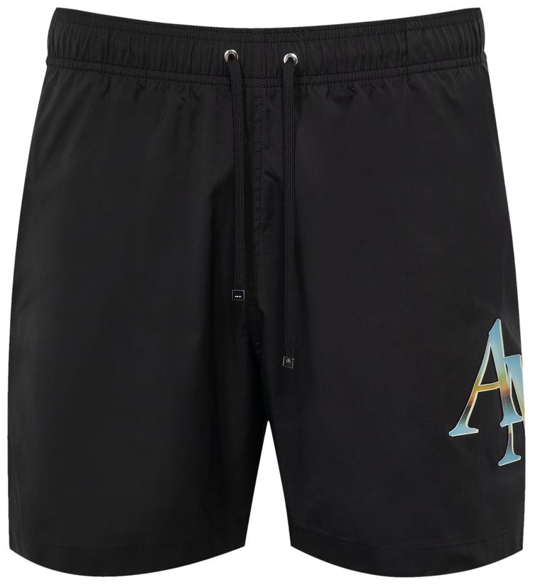 Amiri Staggered Chrome Swim Trunk Black