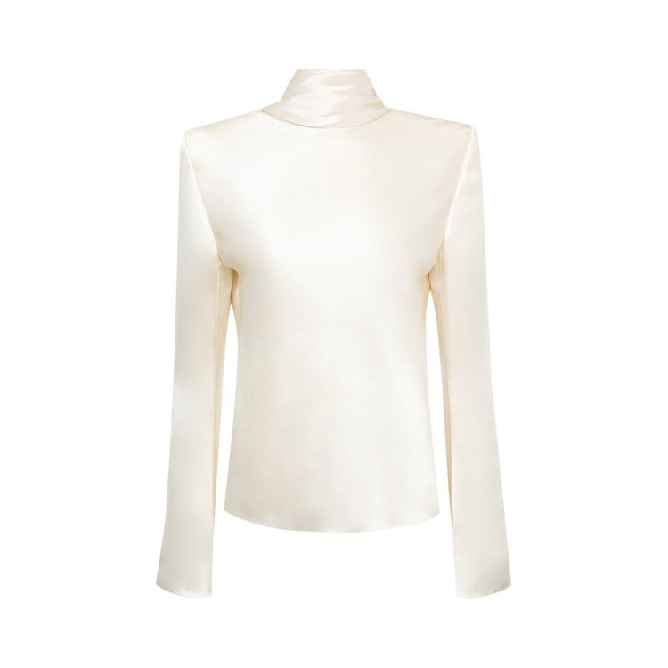 Saint Laurent Draped Crepe Blouse Chalk