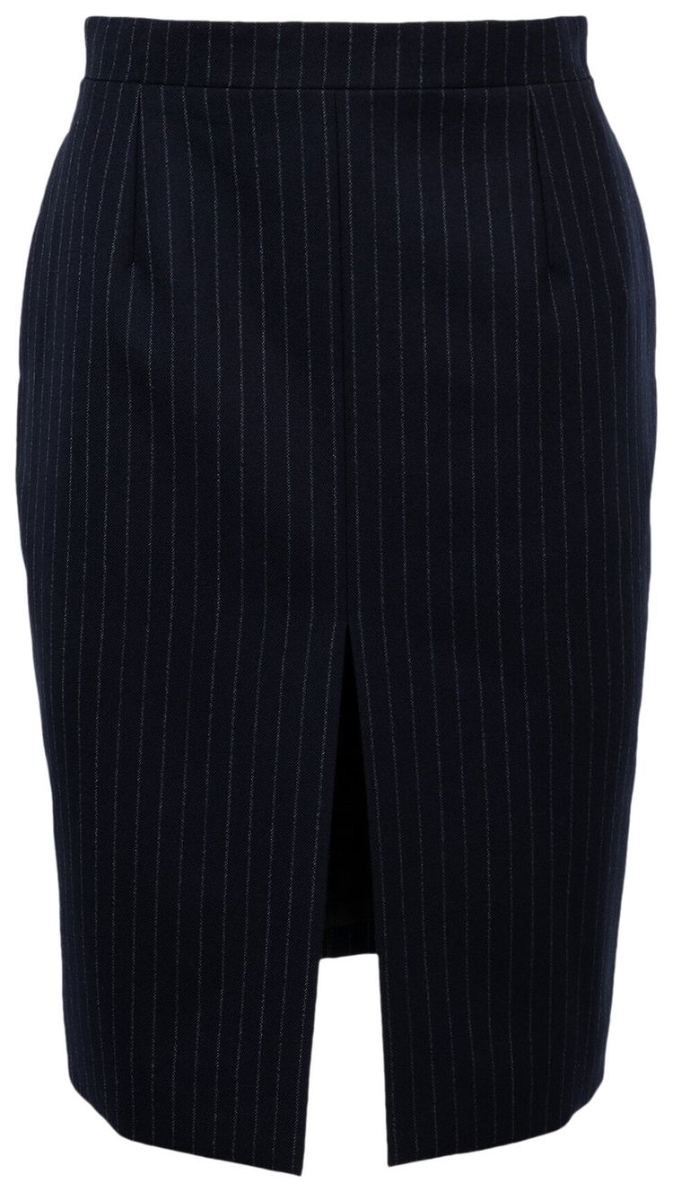 Saint Laurent Striped Pencil Skirt NavyWhite