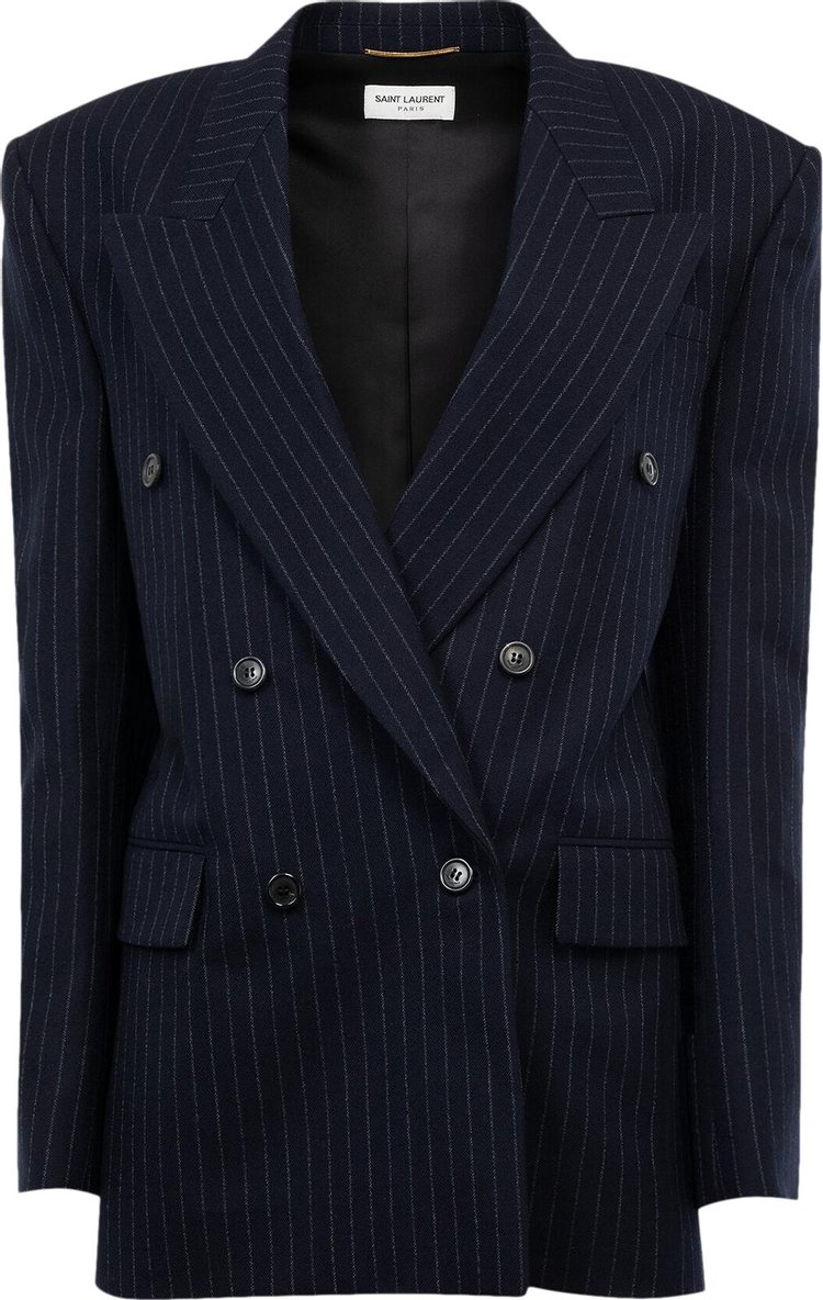 Saint Laurent Striped Double Breasted Blazer 'Navy/White'