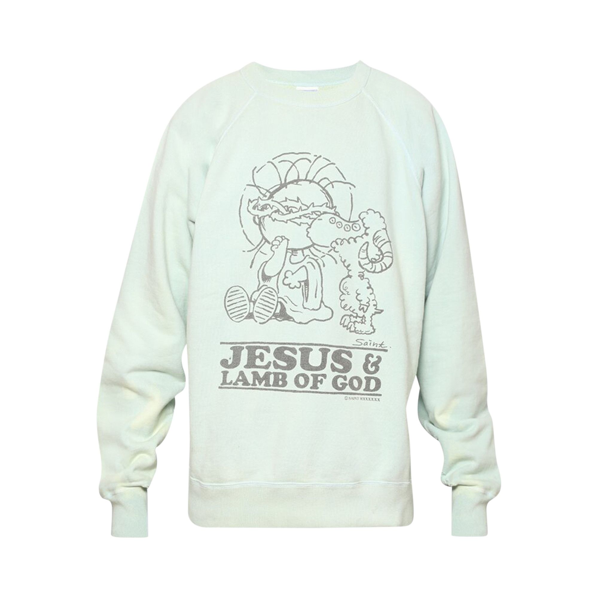 Buy Saint Michael Jesus Crewneck Sweatshirt 'Blue' - SM A23 0000