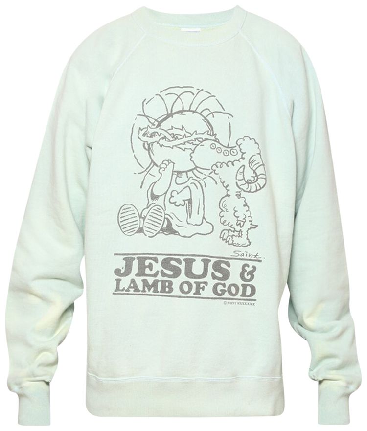 SAINT Mxxxxxx Jesus Crewneck Sweatshirt Blue
