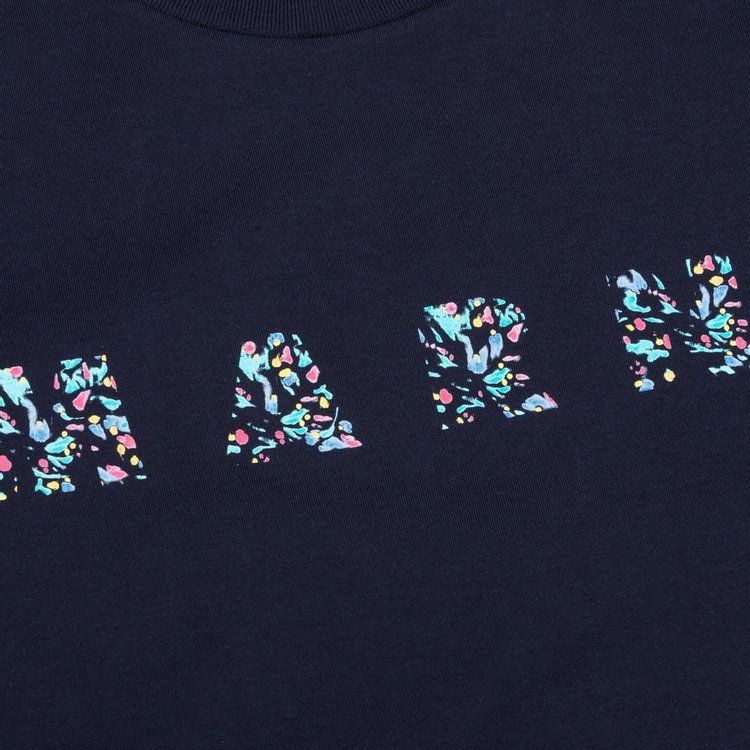 Marni Floral Logo T Shirt BlueBlack