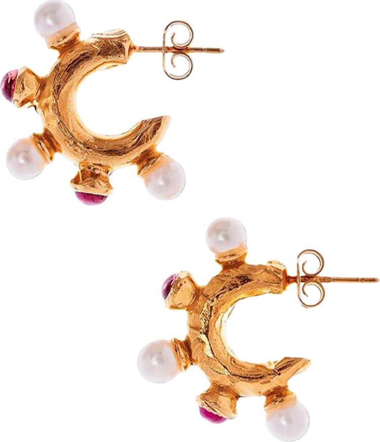 Alighieri The Noctural Desire Pearl Garnet Earrings 'Gold'