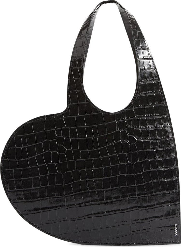 Coperni Croco Mini Heart Tote Bag 'Black'