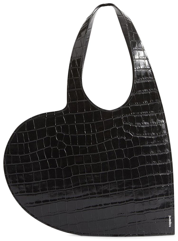 Coperni Croco Mini Heart Tote Bag 'Black'