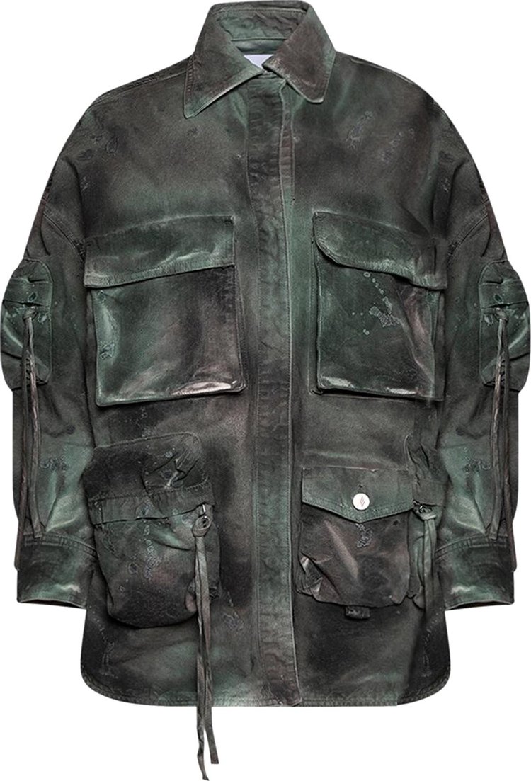 The Attico Fern Short Coat 'Stained Green Camo'