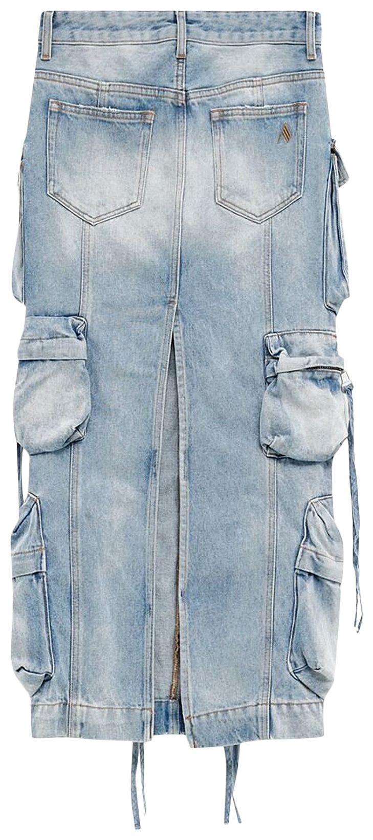 The Attico Midi Denim Skirt Sky Blue