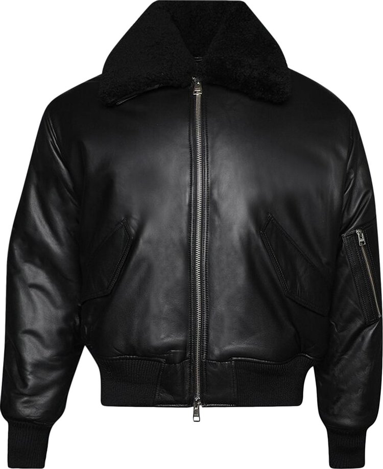 Ami Leather Bomber Jacket 'Black'